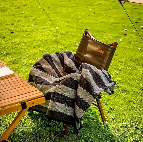 Miniatura 2 de PuTian Manta de lana merina, 87 x 63 pulgadas de grosor, cálida y suave, manta de cama grande, ideal para camping, al aire libre, viajes, automóvil,