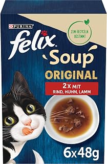 Felix Soup Full Food for Adult Cats, Pack of 6 x 48 g