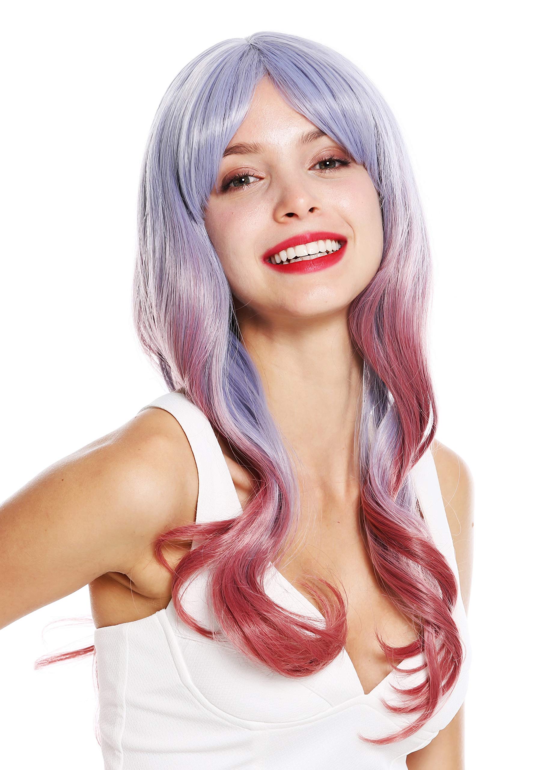 WIG ME UP - DL-109-3925/3904 women's quality wig long wavy balayage ombre blue grey red, Gray-red mix (3925/3904), Länge: ca. 55 cm - Image 2