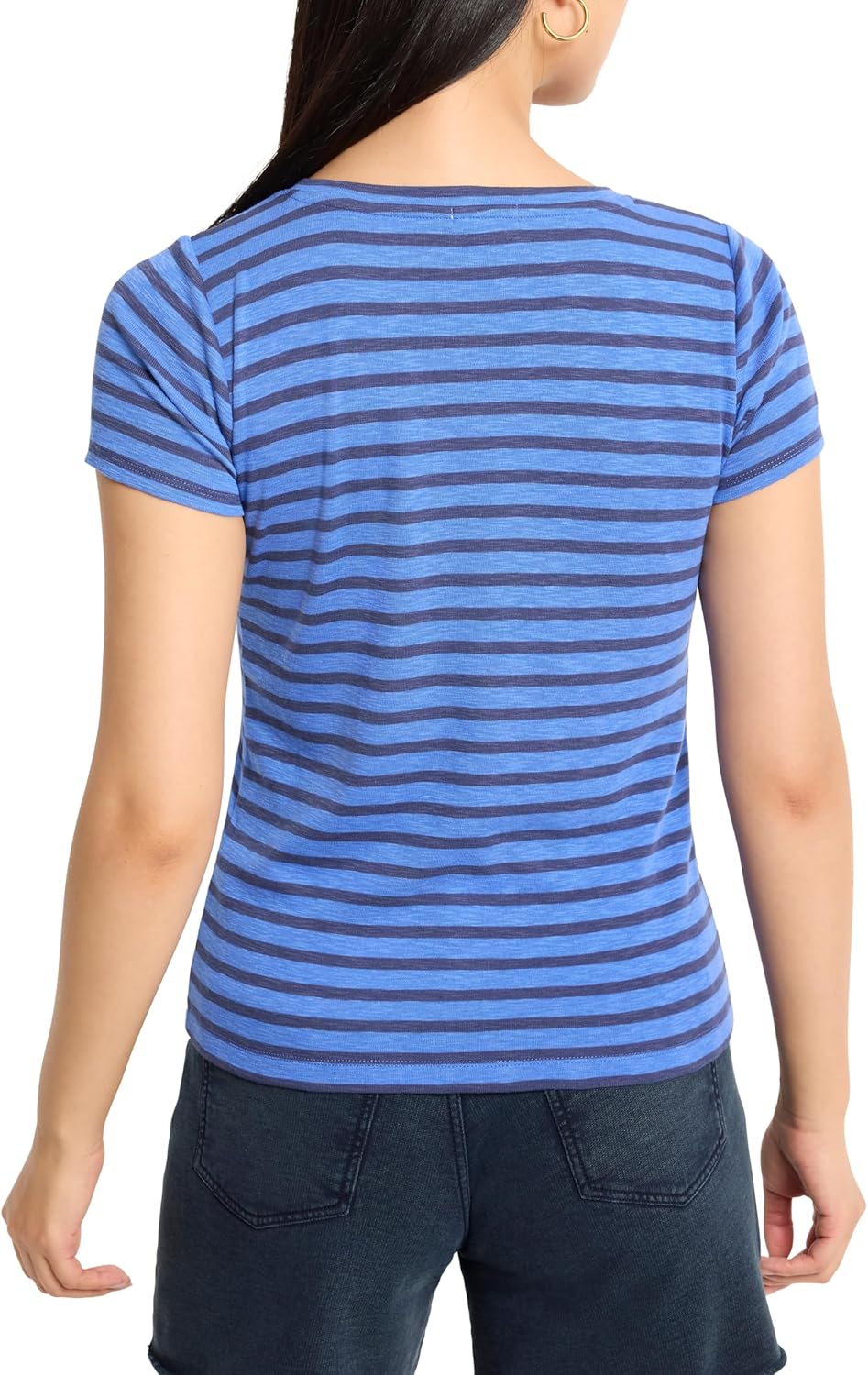 NIC+ZOE Womens Ss Scoop Neck Striped Tee - Image 3