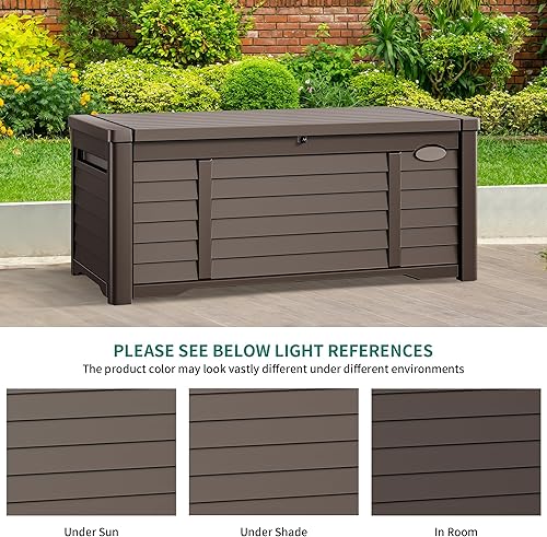 Miniatura 4 de DWVO Caja de almacenamiento con rejilla para exteriores con capacidad de 120 galones, caja de almacenamiento grande para almohadas al aire libre,