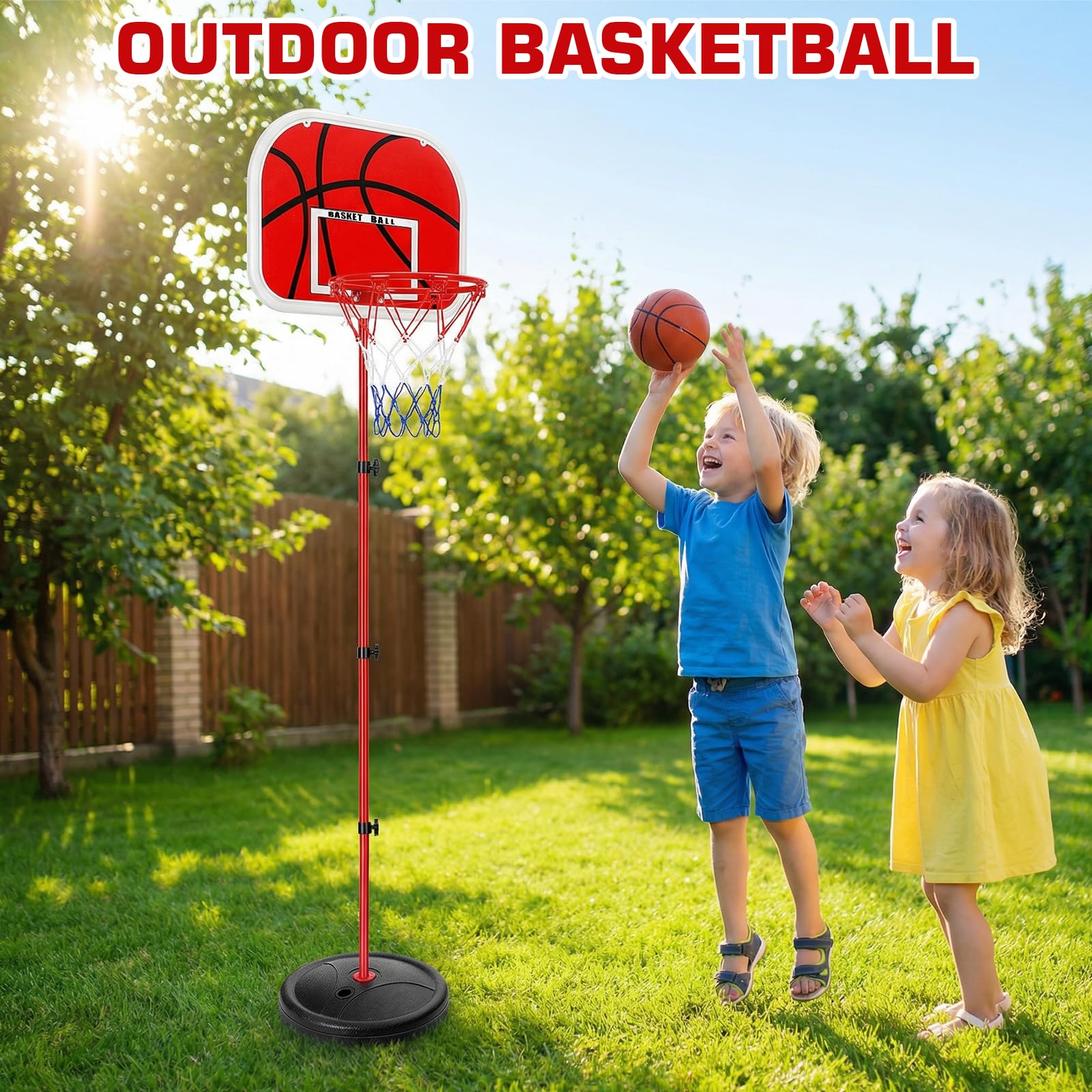 Canasta de baloncesto infantil, mini canasta de baloncesto, incluye 2 pelotas de baloncesto, fácil montaje, canasta de baloncesto ajustable en altura para interiores y exteriores, adecuada
