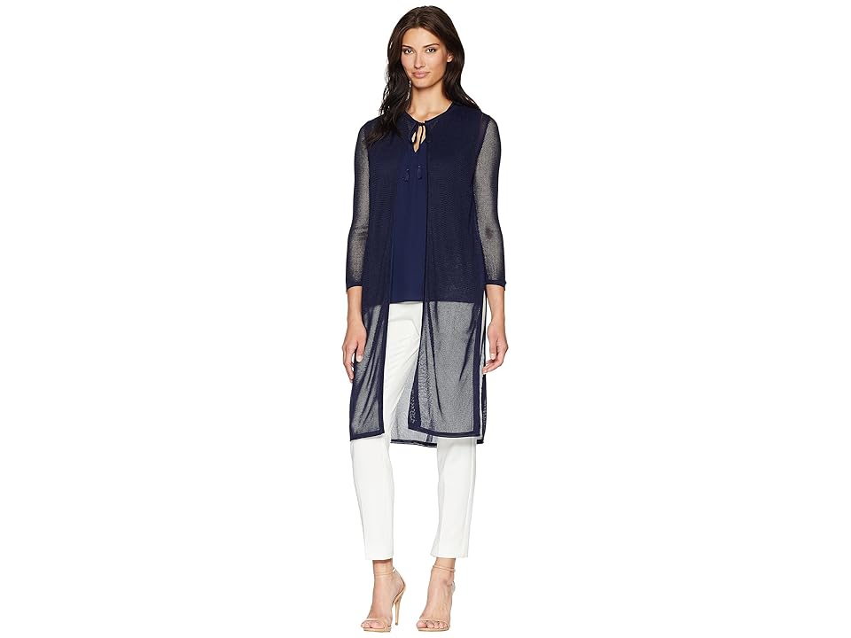 

Anne Klein Long Sleeve Duster Cardigan with Side Slits (Eclipse) Women's Sweater