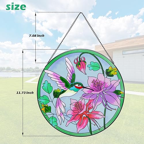 Miniatura 6 de MUMTOP Colibrí - Atrapasoles para colgar en la ventana, 12 pulgadas, grande, colorido para ventana, atrapasoles de luz de pájaros para sala de