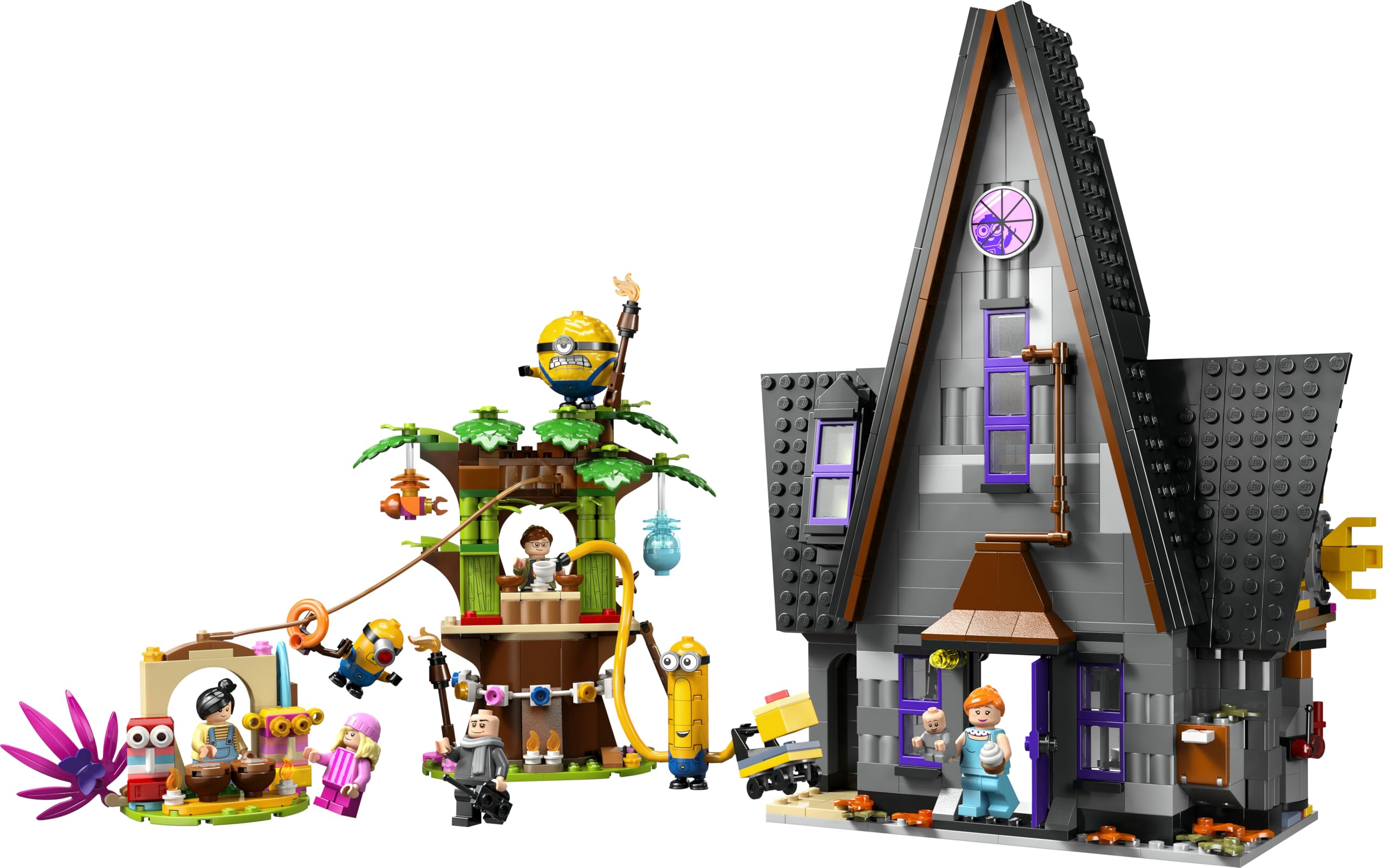 LEGO Cattivissimo Me I Minions e la Villa della Famiglia di Gru, Set dal Film della Illumination con Casa Giocattolo e Casetta sull'Albero da Costruire, Giochi per Bambini e Bambine da 8 Anni 75583