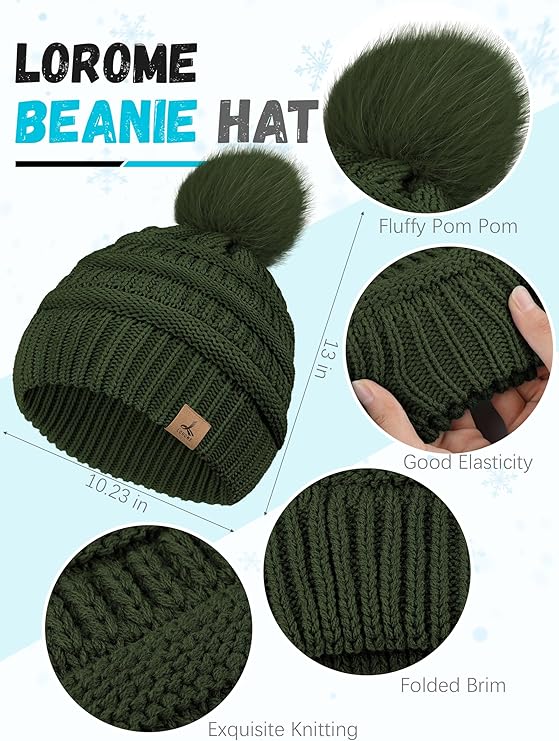 Winter Hat Scarf Gloves and Ear Warmer, Warm Knit Beanie Hat Touch Screen Gloves Set Winter Gifts Neck Scarves for Women 4