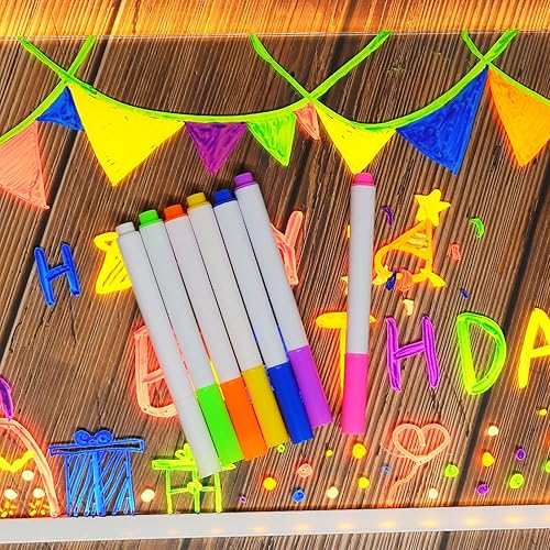 Miniatura 5 de ENUOLI Pizarra acrílica de borrado en seco con luz, 11.8 x 7.8 pulgadas, pizarra blanca transparente de escritorio con soporte para escritorio,