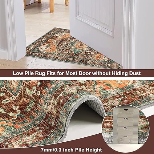 Miniatura 5 de Yamaziot Alfombra lavable de 2 x 8 pies, antideslizante, estilo bohemio, vintage, con parte trasera de goma, resistente a las manchas y pelo bajo,
