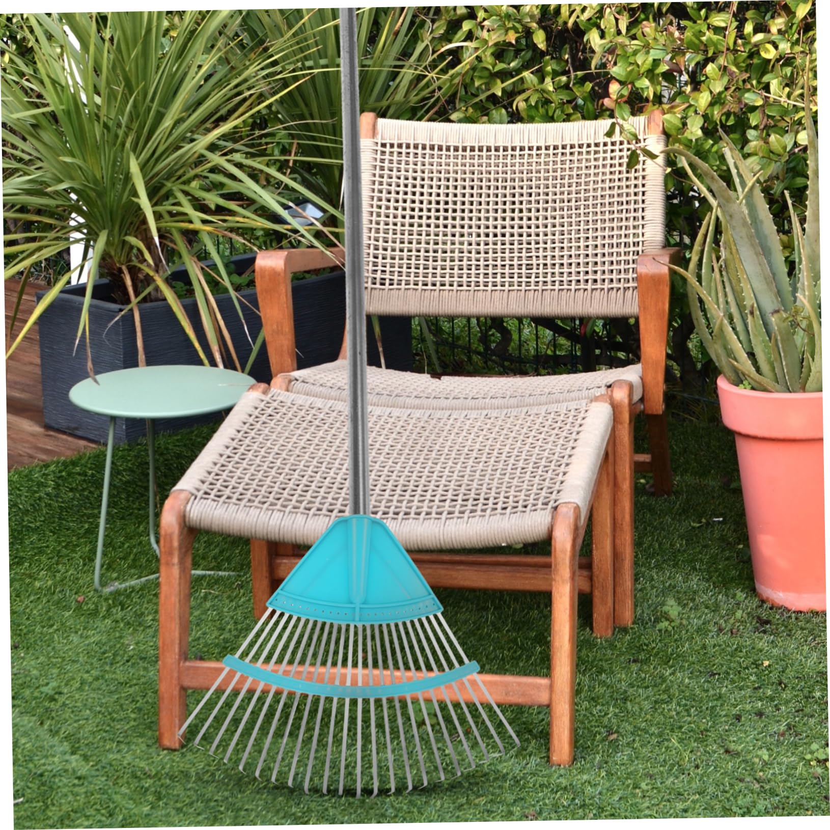 Gartenboden-laubrechen Rasenrechen Für Blätter Und Gras Hochleistungsrechen Aus Metall Für Rasen