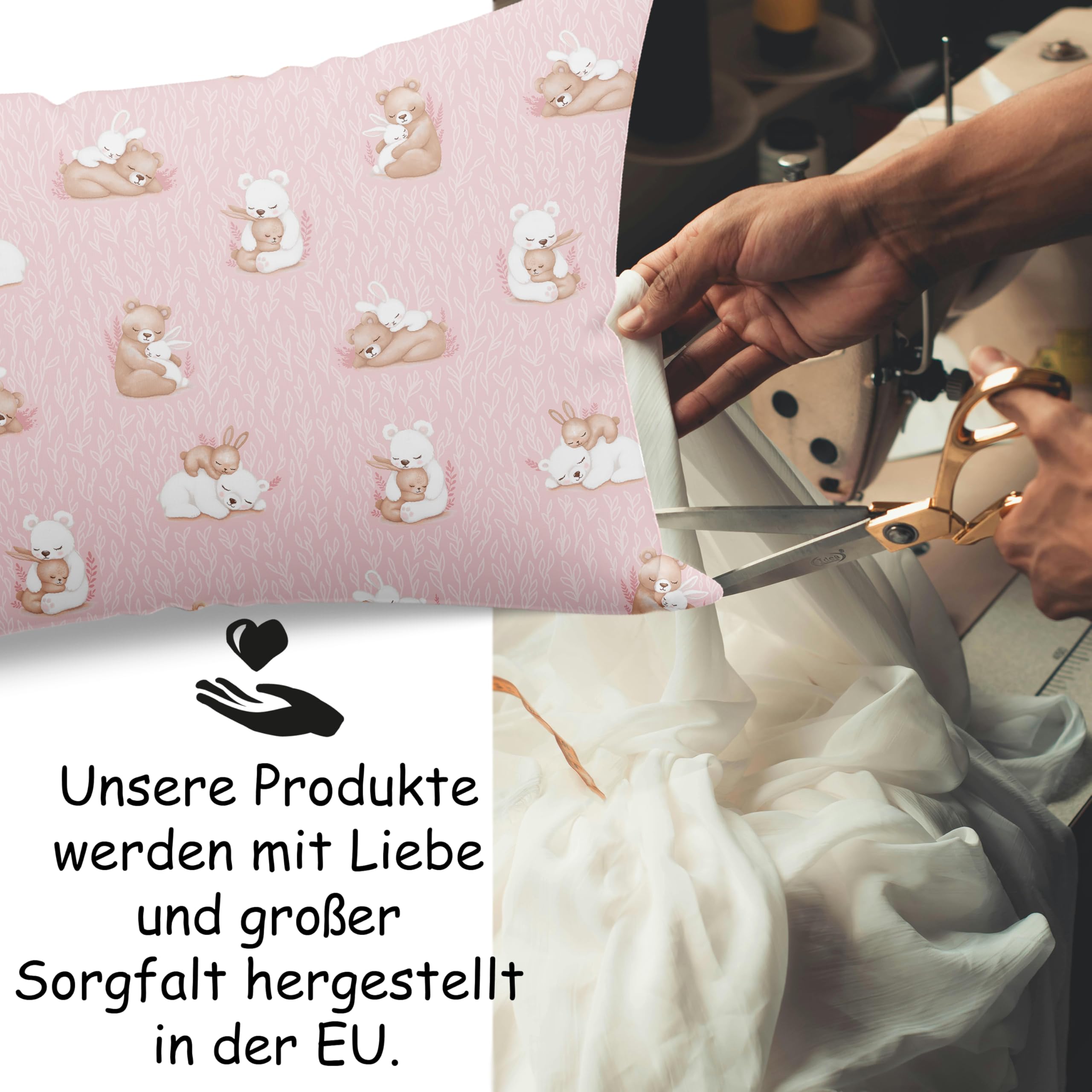 PinkZebra Funda de almohada de 30 x 50 cm, funda de almohada de 100% algodón, funda de almohada con certificado Öko-Tex Standard 100, funda con cremallera, fabricada en la UE, animales soñadores