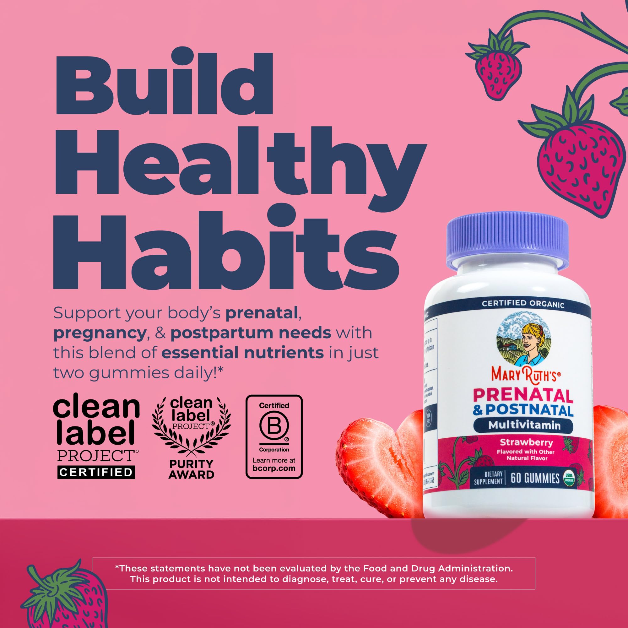 MARYRUTH'S USDA Organic Prenatal & Postnatal Multivitamin Gummies, 60 ct — Amazon image 2