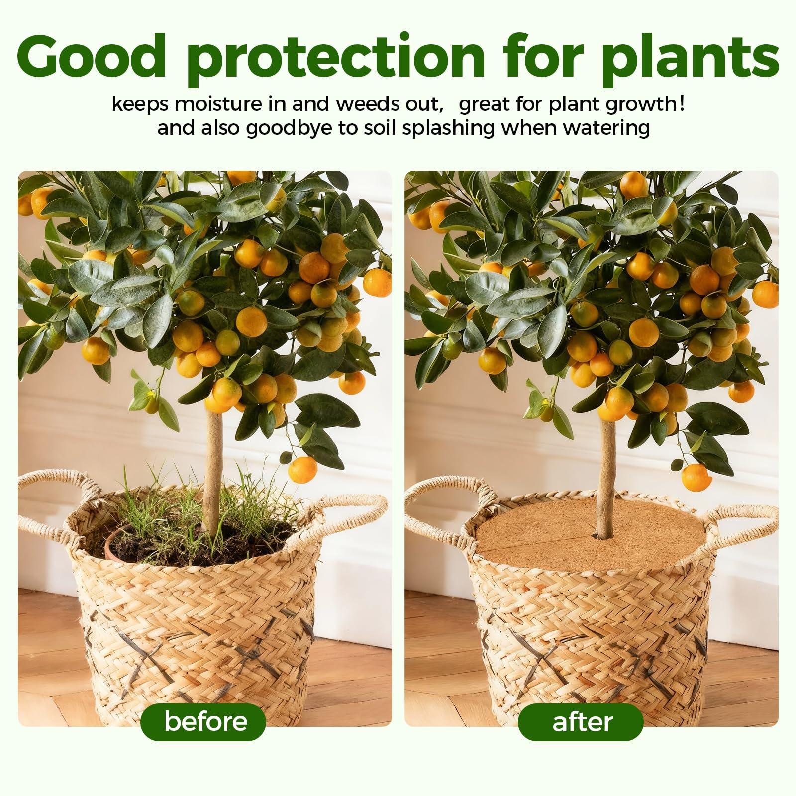 Bamworld 4 Anneaux de Paillage Fibre de Coco, 60 cm Protection Arbre Naturelle, Couvre-Sol pour Plantes Intérieur Extérieur et Aménagement Paysager, Marron