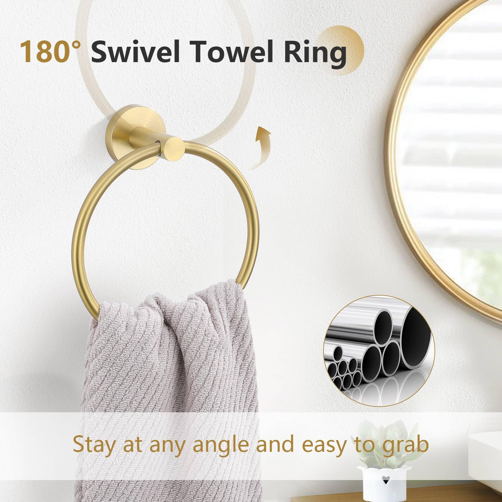 Lot de 10 porte-serviettes en or brossé 60 cm