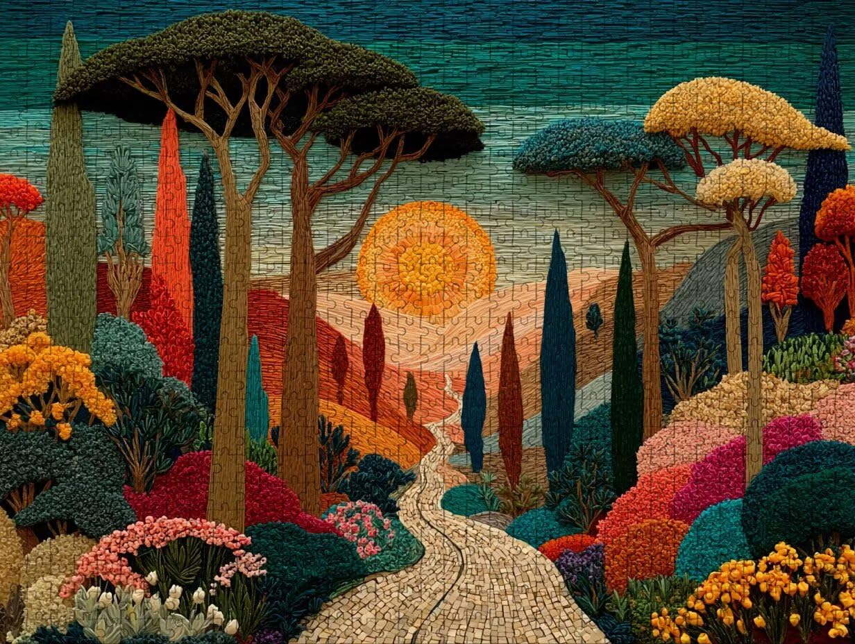 Puzzle Arte con Scatola Tramonto, Pianta Puzzle Legno 2000 Pezzi Adulti 99x70cm, Attività di Intrattenimento ad Alta Difficoltà, DIY Classici Gioco, Jigsaw Per Tutta La Famiglia, Estate Regalo, 2-4634