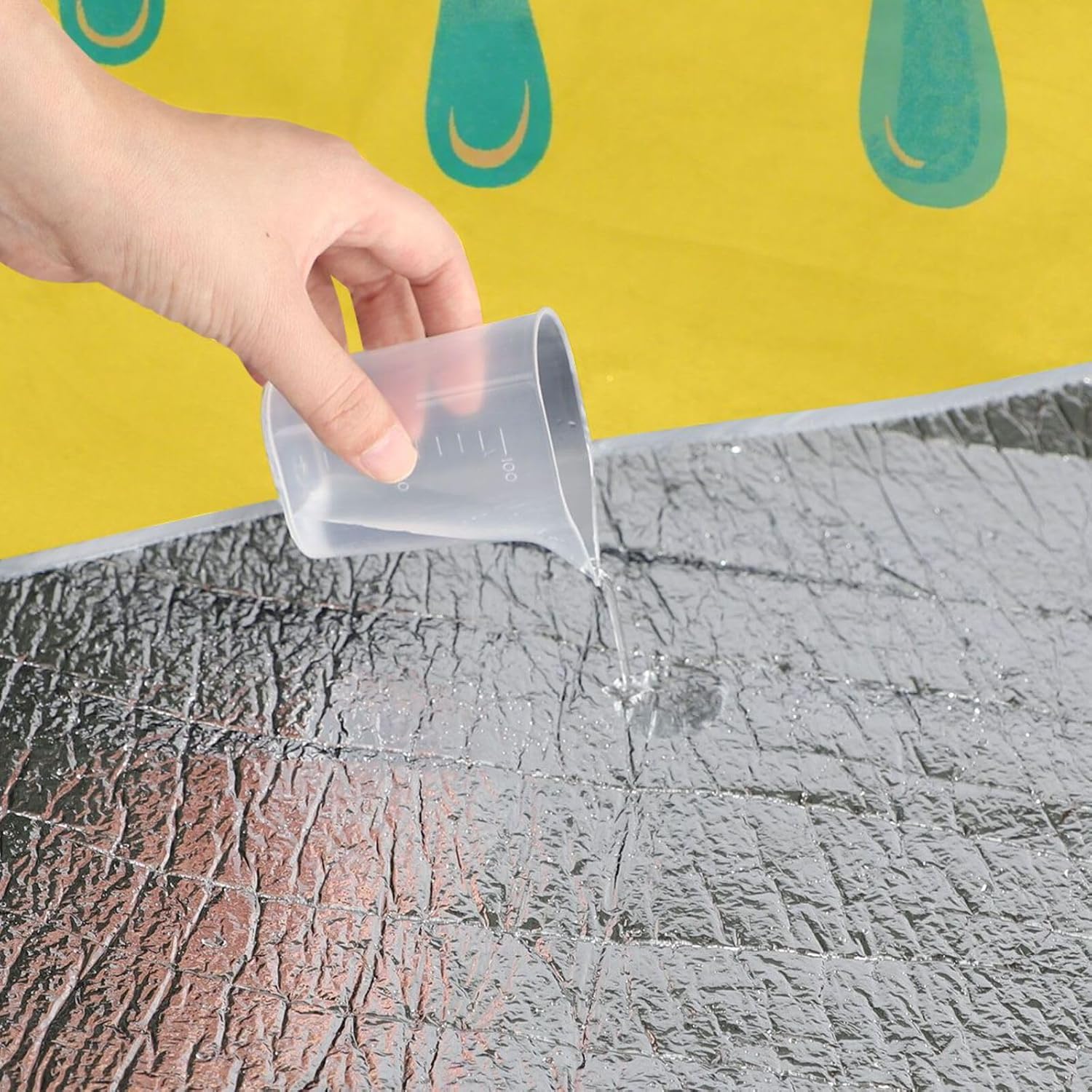 Round Beach Mat - Fits 2 Adults, Summer Accessories Foldable Garden Mat Dual Layer, Sand-Free, Soft Throw Rug 58 in (Asthetic Art Green Yellow)