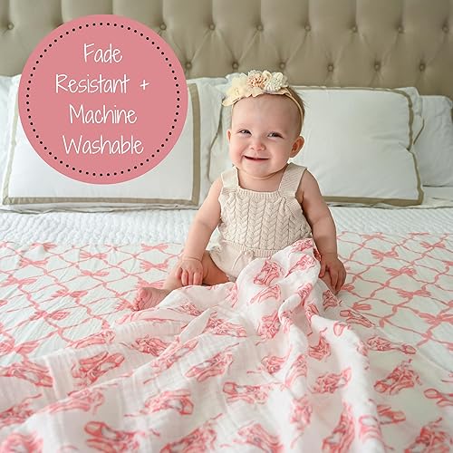 Miniatura 7 de LollyBanks Manta para bebé, 100% muselina de algodón para niñas, manta grande de 47 x 47 pulgadas, manta de envolver suave y transpirable, artículos