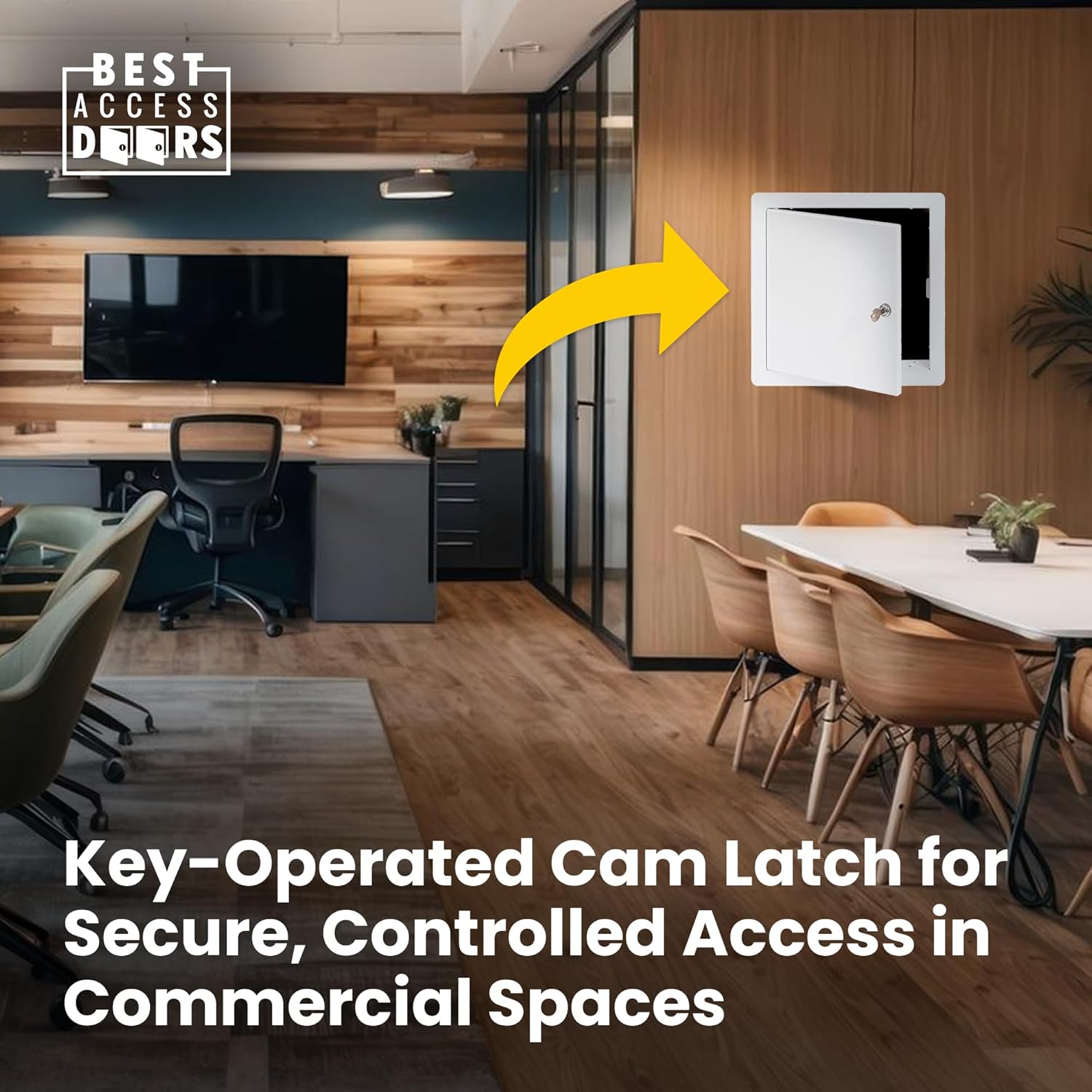 Best 18" x 18" Universal Lockable Metal Access Panel with Flange, 16-Gauge Cold Rolled Steel Access Door for Wall/Ceiling, Cylinder Cam Latch, LEED Compliant Drywall Panel, BA-UAP-LCK-FBA