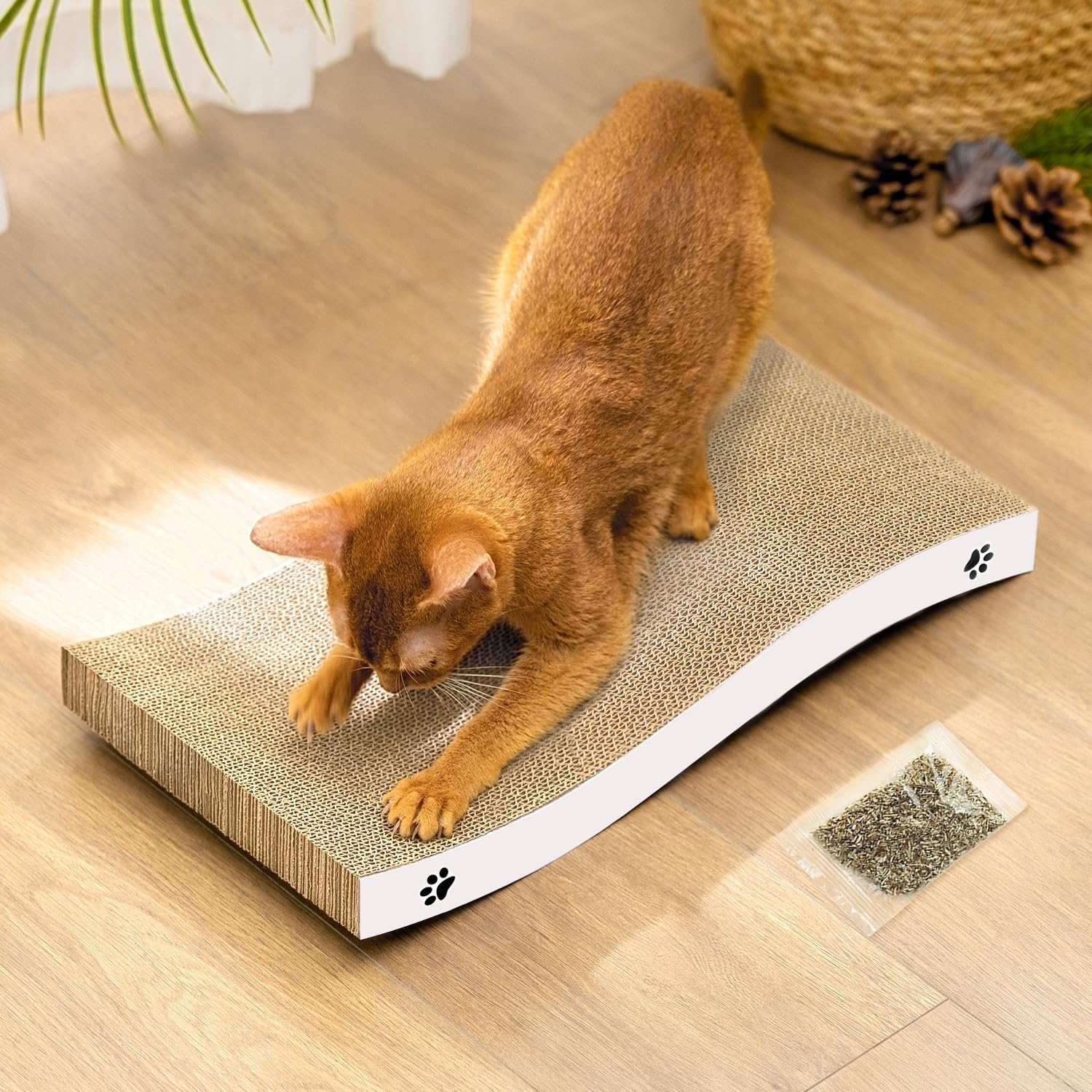 Conlun Cat Scratcher Cardboard Pad: Durable Double-Sided Scratching Board with Catnip for Indoor Cats, Heavy Duty Medium Size