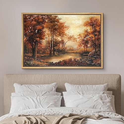 Vista 196 de SIGNFORD Lienzo enmarcado para pared, tren de montaña de otoño, vías de ferrocarril, naturaleza, desierto, fotografía, realismo, paisaje decorativo