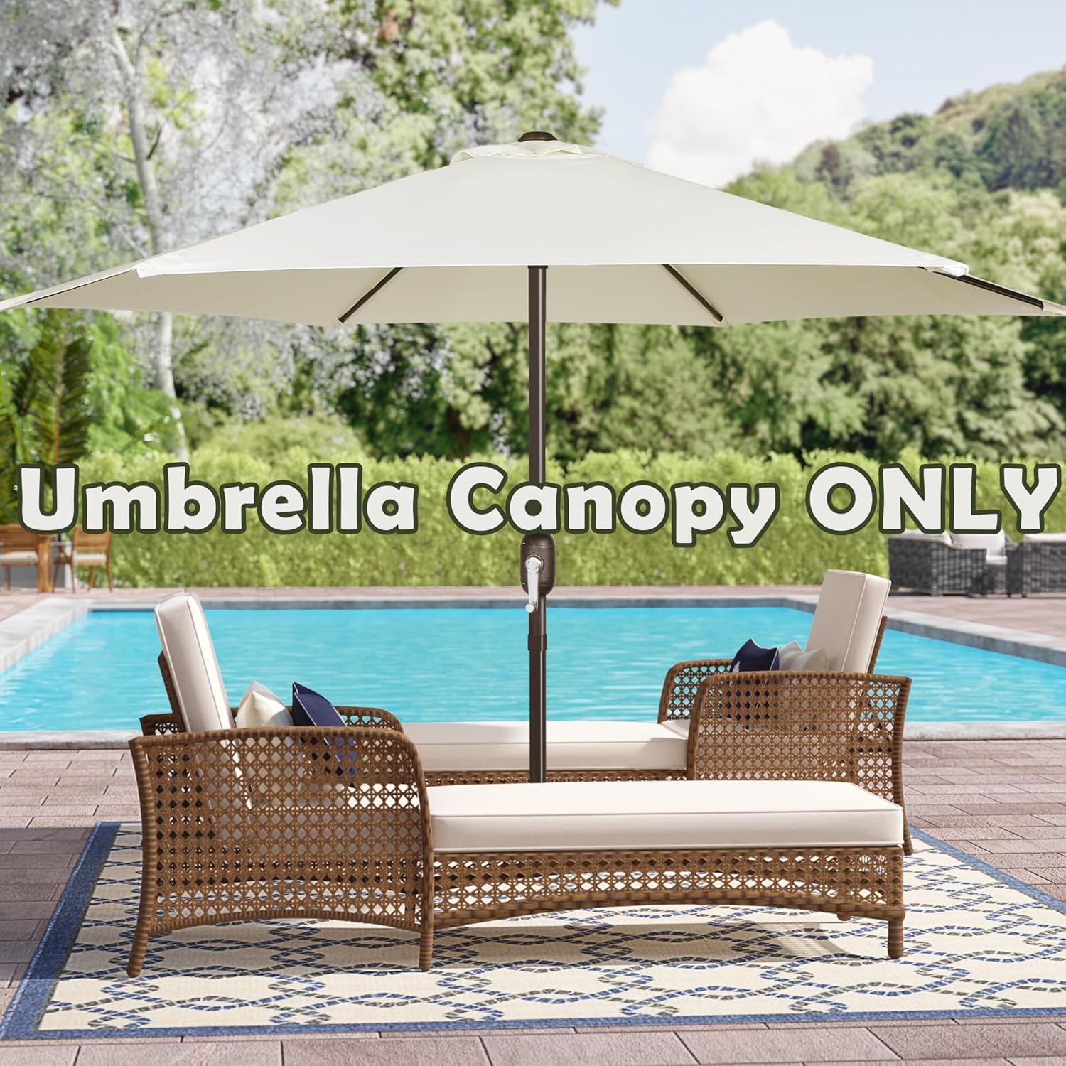 Parasol Housse de rechange 3M 6 baleines. Tissu robuste et épais pour parasols de jardin, housse de rechange pour parasol 3M avec 6 baleines