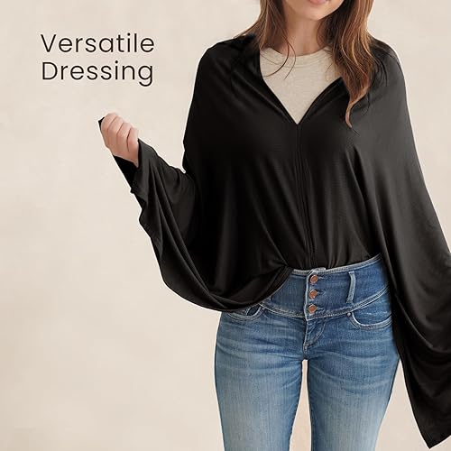 Miniatura 4 de Konssy Funda de lactancia de punto para lactancia, privacidad completa de 360, cubierta de lactancia transpirable, toldo multiusos para asiento de