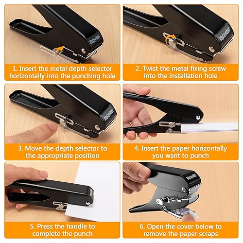 Miniatura 7 de MyLifeUNIT Perforadora de agujero para insignia, perforadora de ranura para tarjeta de identificación, ranura de PVC y papel, perforador de agujero