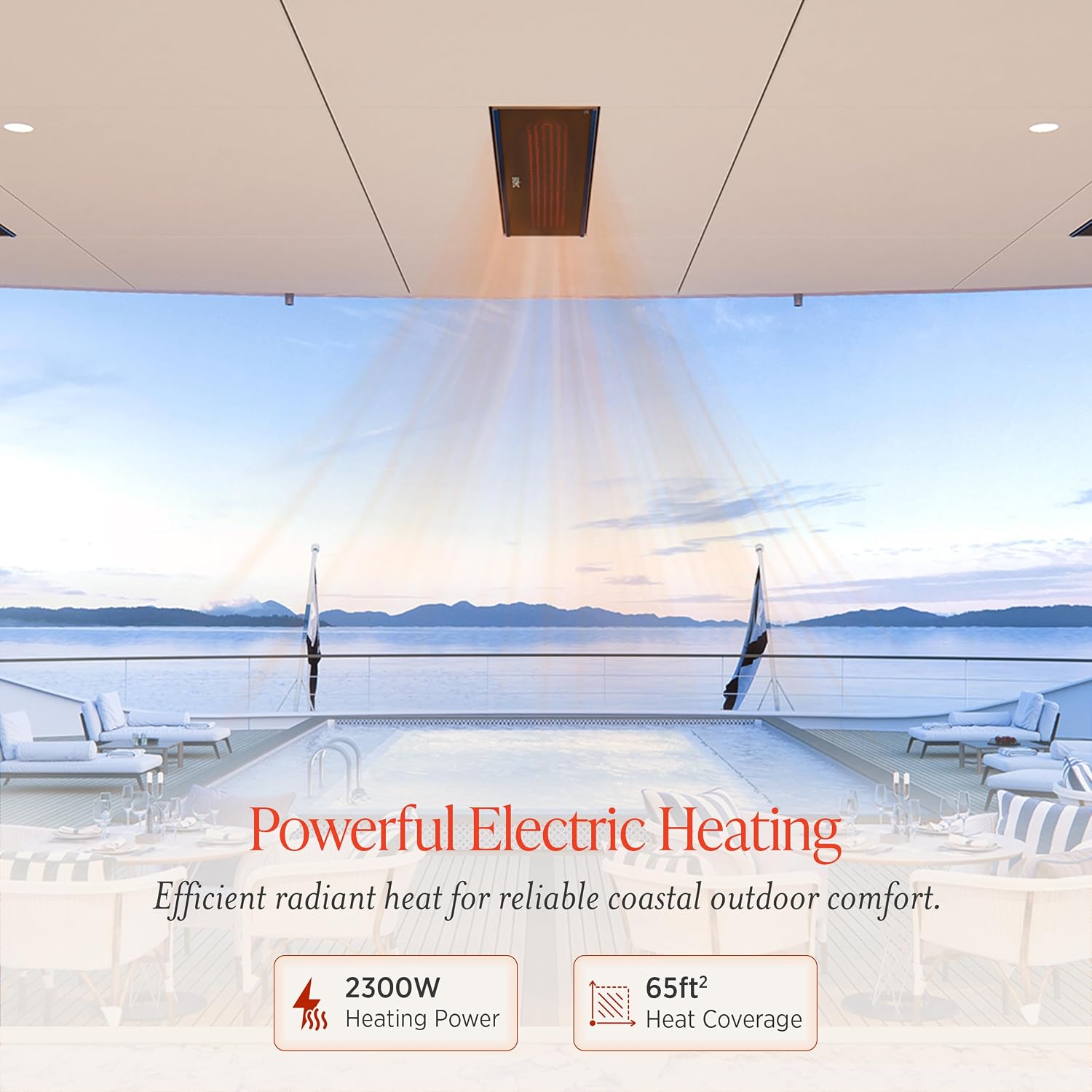 Bromic Platinum Smart Heat Marine 2300W Electric Patio Heater - Radiant Infrared, 208V, Black Finish - BH0320023