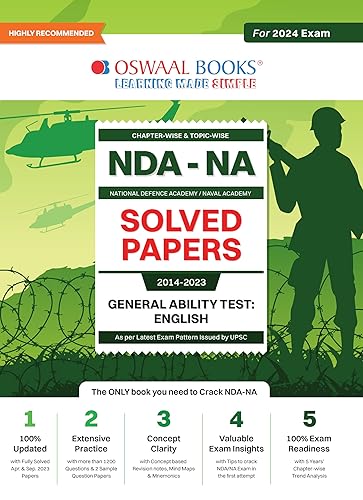 Oswaal NDA-NA Question Bank | Previous Years Solved Question Papers Chapter-Wise &amp; Topic-Wise Hardcover Book (2014-2023): English (For 2024 Exam)