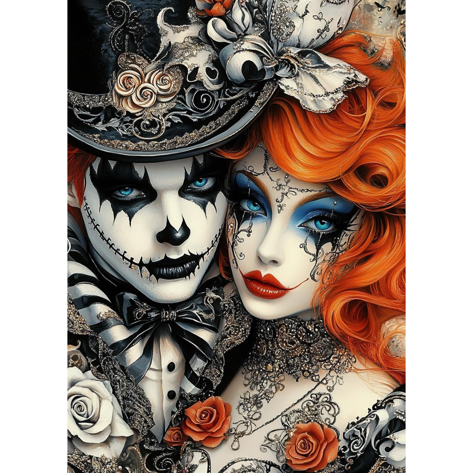 QENSPE Clown Diamond Art Kits Adults 5d Diamond Painting Gothic for Beginners Woman Gem Art Full Round Crystal Canvas Painting DIY Crafts Home Wall Decor 12x16 inch Canvas