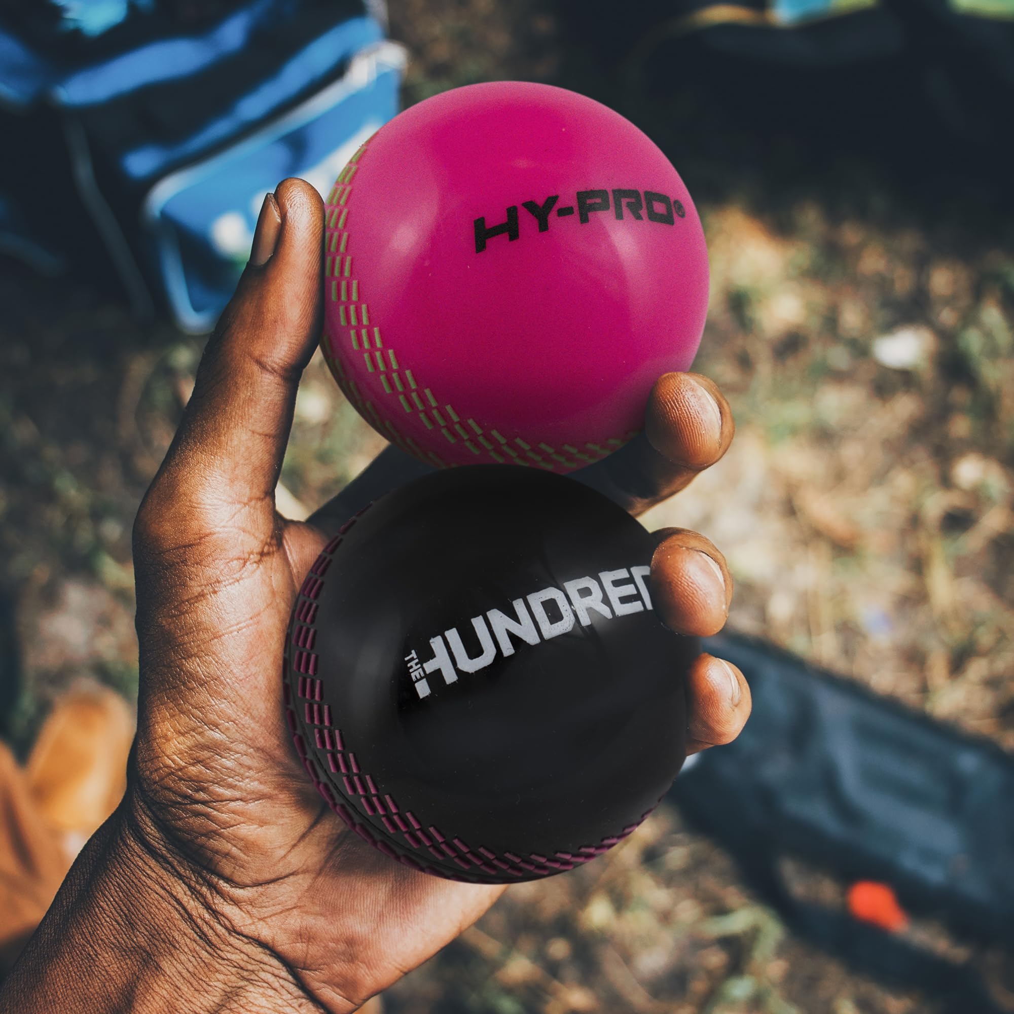 Hy-Pro Lot de 3 balles d'entraînement sous licence officielle The Hundred Windball, vert, rose, noir, équipement de cricket