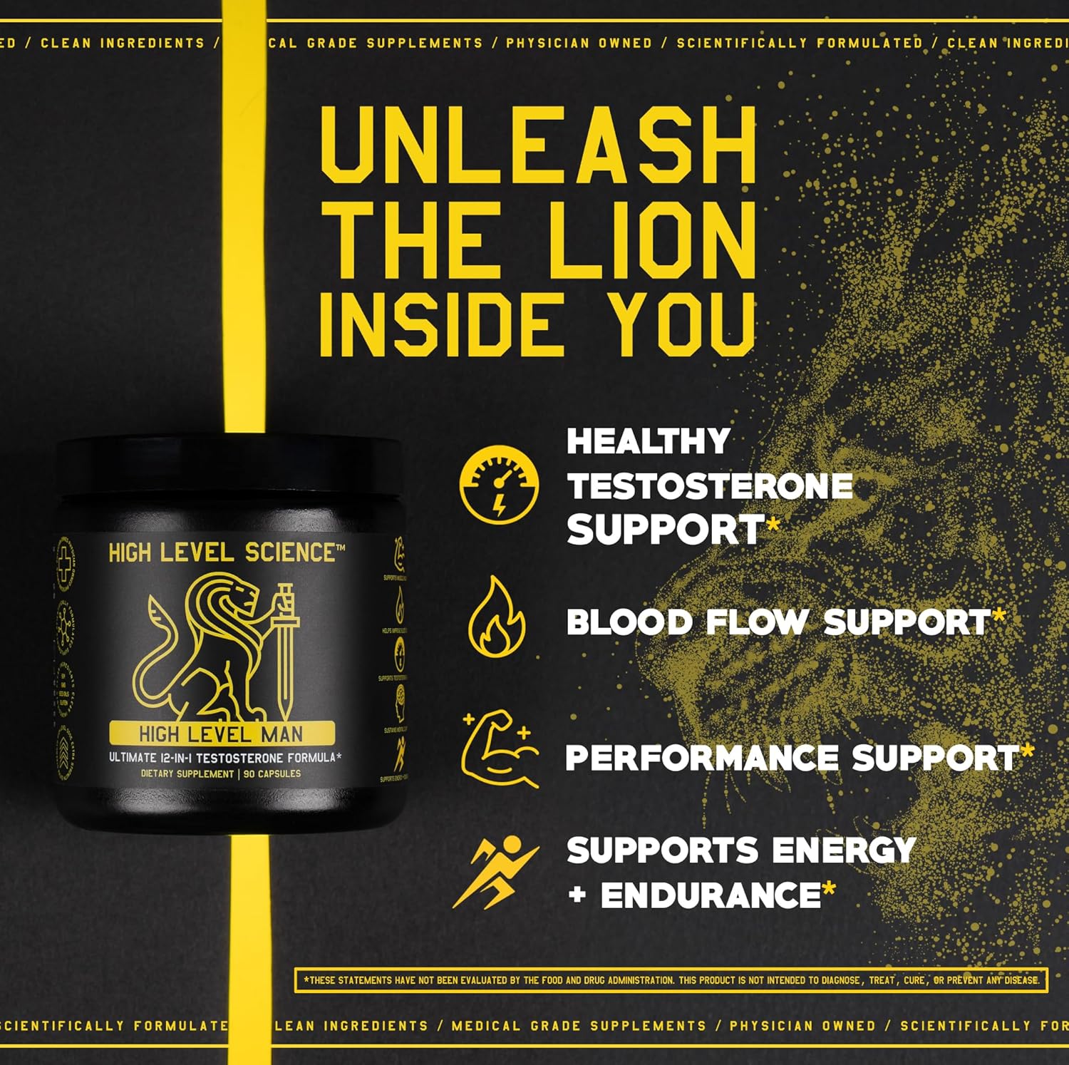 High Level Man | 12-in-1 Testosterone & Vitality Formula for Men | Tongkat Ali, DIM, Tribulus, Ashwagandha, Fenugreek, Zinc & Maca, & More | Energy, Strength, Performance Support Science - Image 2