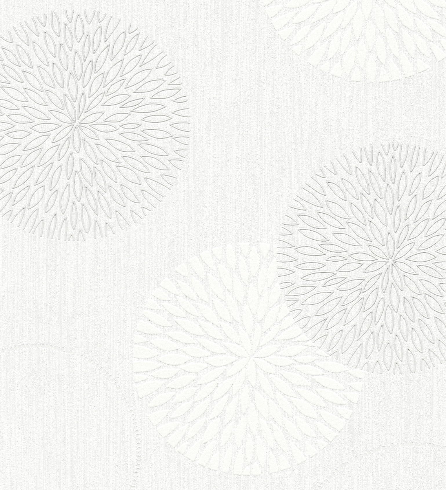 GAULAN 451900 - Papel pintado vinílico de círculos y flores geométricas gris claro relieve para pared salón cocina baño dormitorio pasillo - Rollo de 10 m x 0,53 m