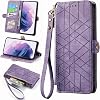 Funda tipo cartera para Realme 16 Pro+, de cuero sintético con cremallera, bolso de mano, tapa tipo folio con soporte, ranuras para tarjetas y correa para muñeca, color púrpura 1