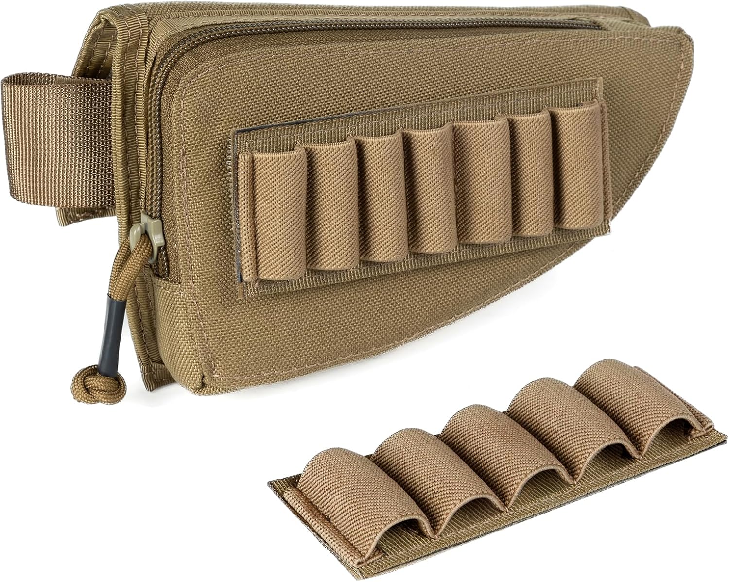OneTigris Shotgun Shell Holder, Pouch Buttstock Holder for 12 Gauge 7.62mm, Molle Rifle Stock Ammo Holder Cheek Pad