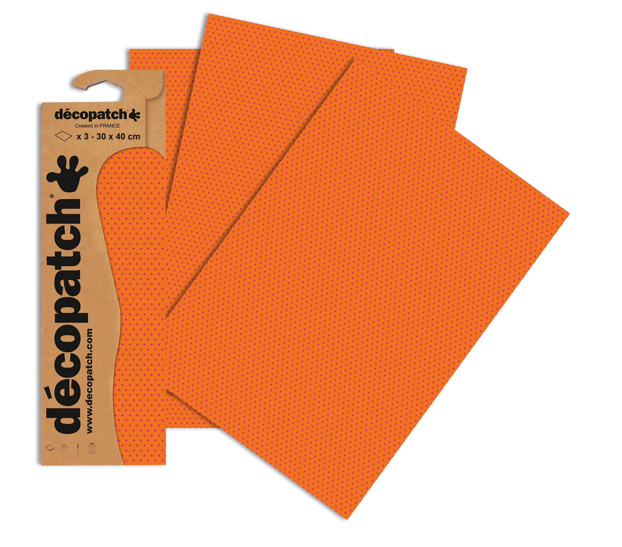 Décopatch C671O - Pochette De 3 Feuilles Papier Imprimé Tangram Orange 30x40 Cm