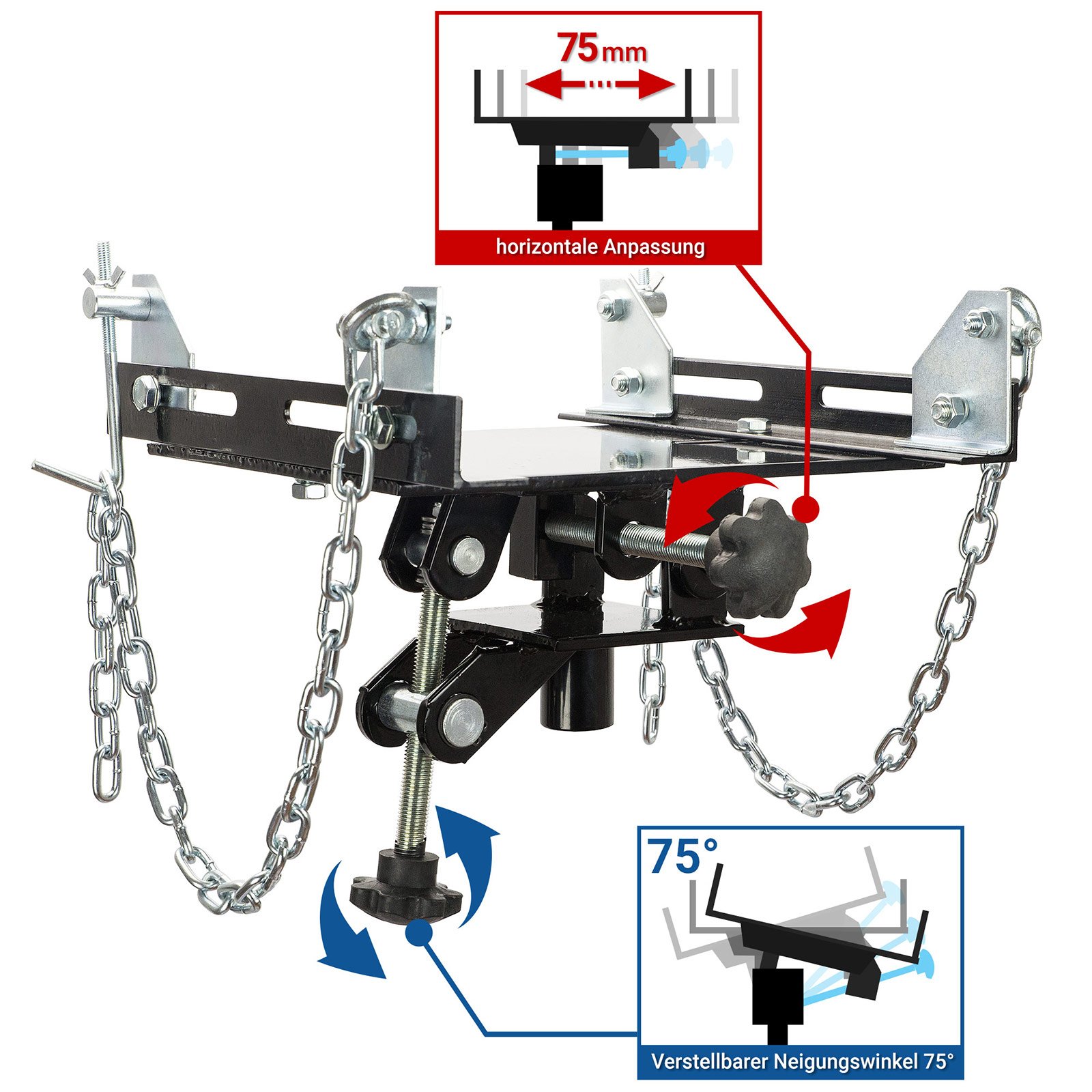 Adapter für Getriebeheber 500Kg Positionierer Faulenzer (zwei Ketten) Verstellbarer Adapter für Getriebeheber, Stabilisator für Motorheber, Kettenadapter, Universeller Kettenadapter SN0308