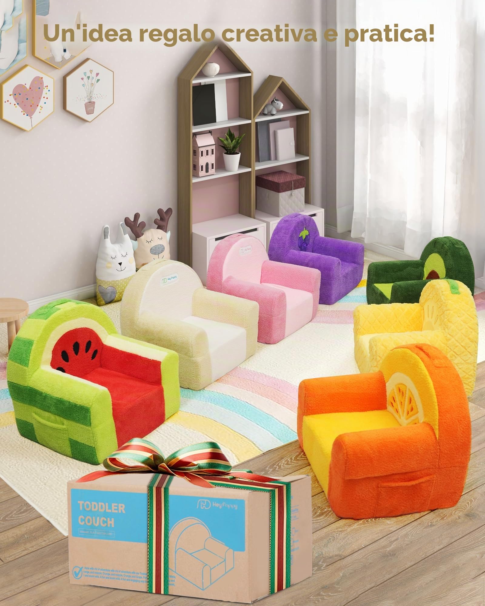 Heypappy Divano per Bambini, Divanetto Schiuma Confortevole con Copertura in Morbido Velluto, Sofà Bimbi per Giocare e Studiare, che si Abbina Bene a Qualsiasi