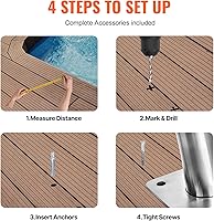 Vista 5 de VEVOR Pasamanos para Piscina, 2 PCS Barandilla de 30x30 pulgadas, Acero Inoxidable con Placa Base para Interiores/Exteriores, Barandilla