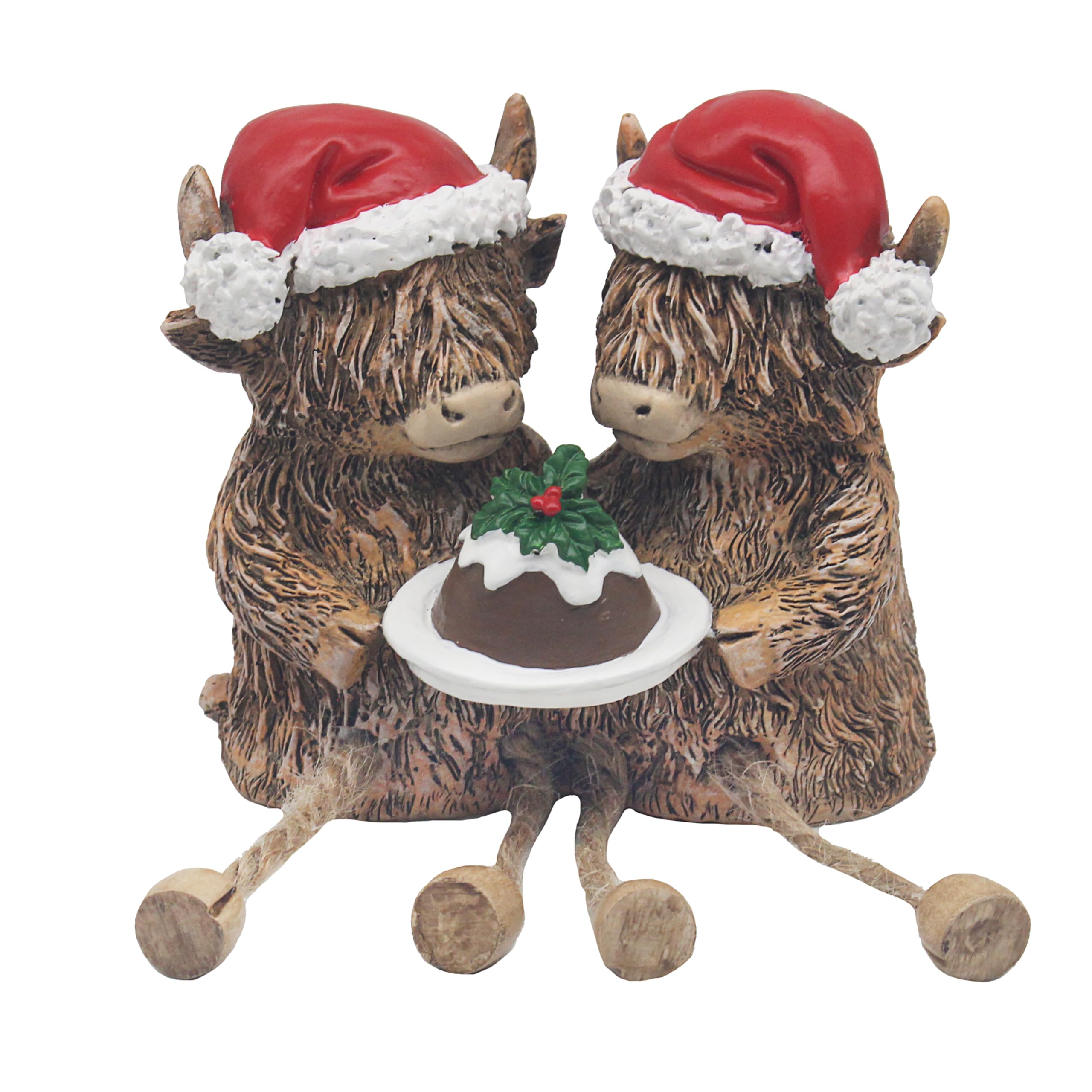 The Leonardo Collection Highland Cows With Pudding Figurines & Ornaments For Home & Office | Decorative Home Accessories Statues For Indoor & Outdoor | Lovely Gifts for Women & Men