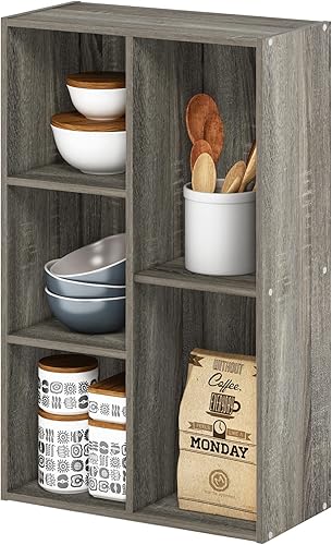 Miniatura 16 de Estantería abierta Furinno Luder de 5 cubos, montaje sin herramientas, color blanco Blanco,2-Pino ámbar,Blackwood,Roble francés,Pino ámbar,madera