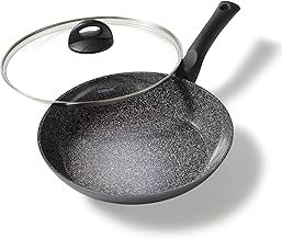STONELINE Ceramic Bratpfanne mit Deckel 24 cm Keramikpfanne Induktion Antihaft Pfanne Keramikbeschichtung mit echten Steinpartikeln, Pfanne PFAS-frei, Für alle Herdarten, Backofengeeignet