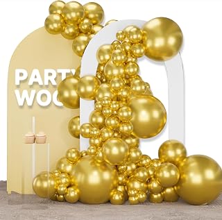 PartyWoo Metallic Gold Balloons 155pcs Different Sizes of 18 12 10 5 Inch