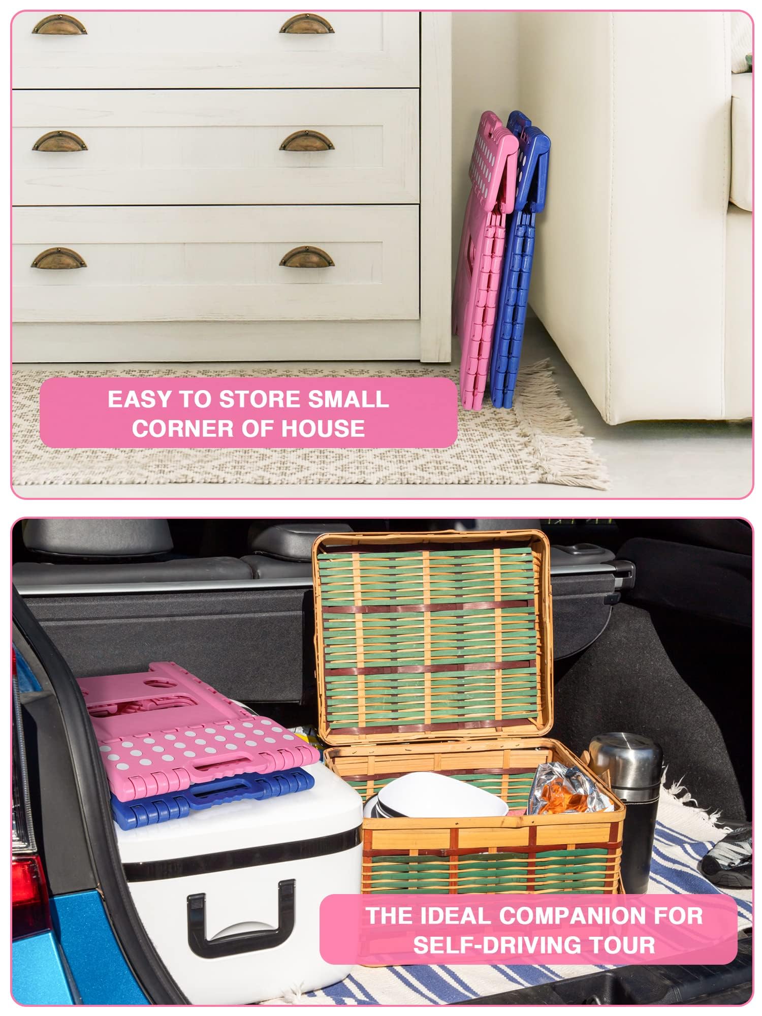 EasySpeed Taburete Plegable Cocina Baño Escalera Pequeña 150kg 29x22x32cm Rose