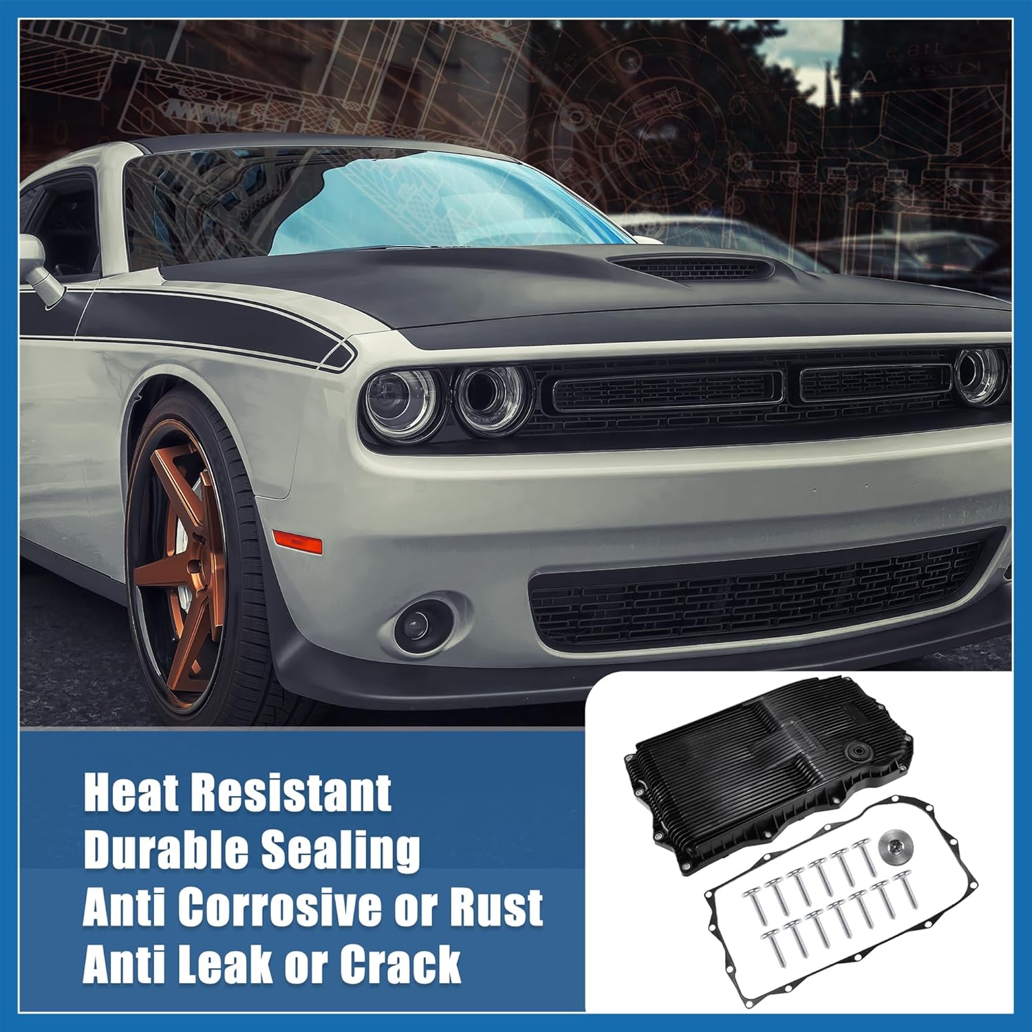 1 Set Transmission Oil Pan Replacement No.68225344AA with Bolts for Chrysler 300 2013-2021 for Dodge Charger Item Replacement