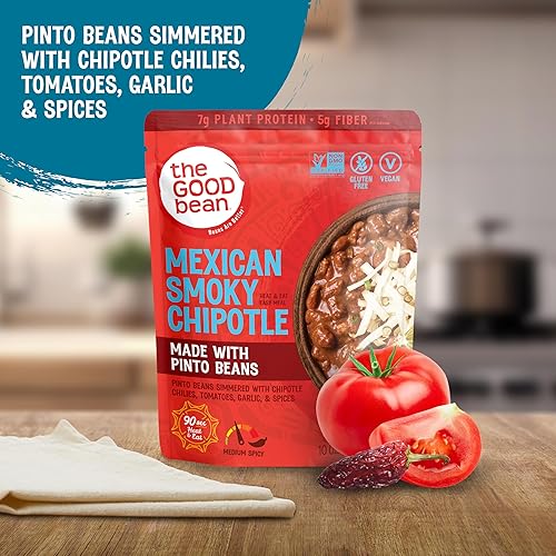 Miniatura 3 de The Good Bean Heat and Eat Pouch - Chipotle ahumado mexicano - (paquete de 4) bolsa de 10 onzas - Frijoles pintos cocidos a fuego lento con chiles