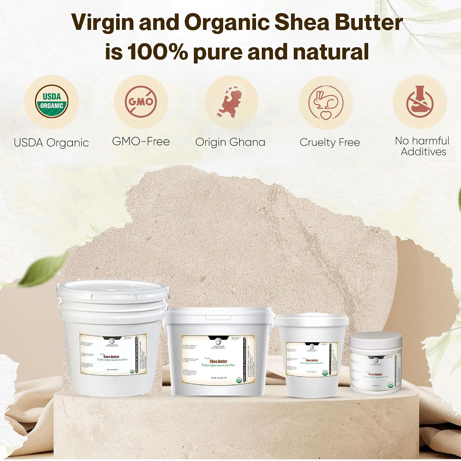 uh*Roh*Muh Shea Butter (Virgin) (Organic - USDA Certified) (Ghana) (Net Wt.:3.5Kg/7.7lb)
