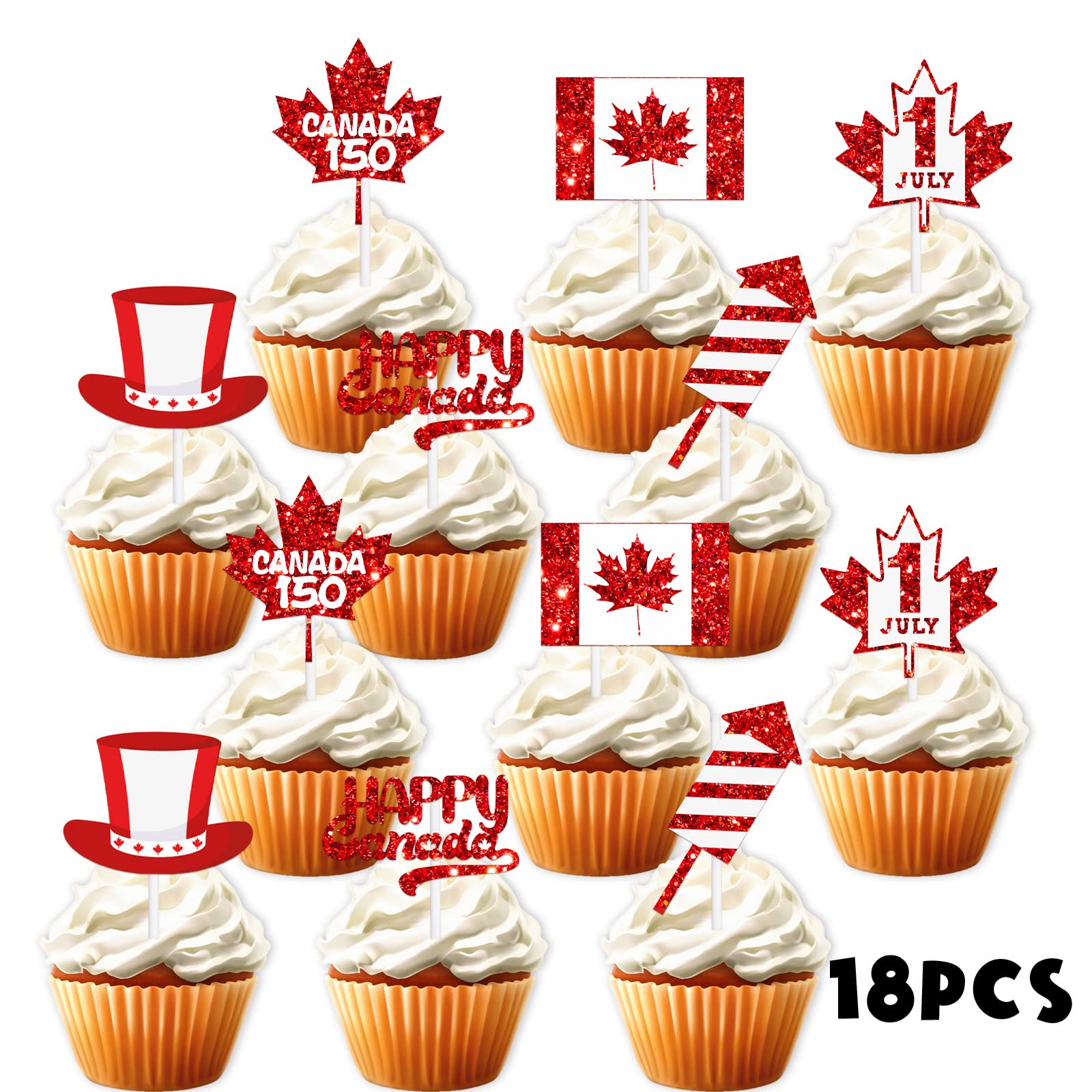 Ice Cream Cupcake Toppers – 18pcs Glitter Happy Birthday Sensory Pop Toppers For Party Decor