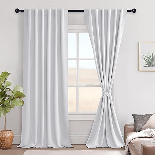 Miniatura 26 de Hiasan Cortinas opacas blancas extra anchas para dormitorio, cortinas opacas térmicas extra anchas de 72 pulgadas de largo, con pestaña trasera,