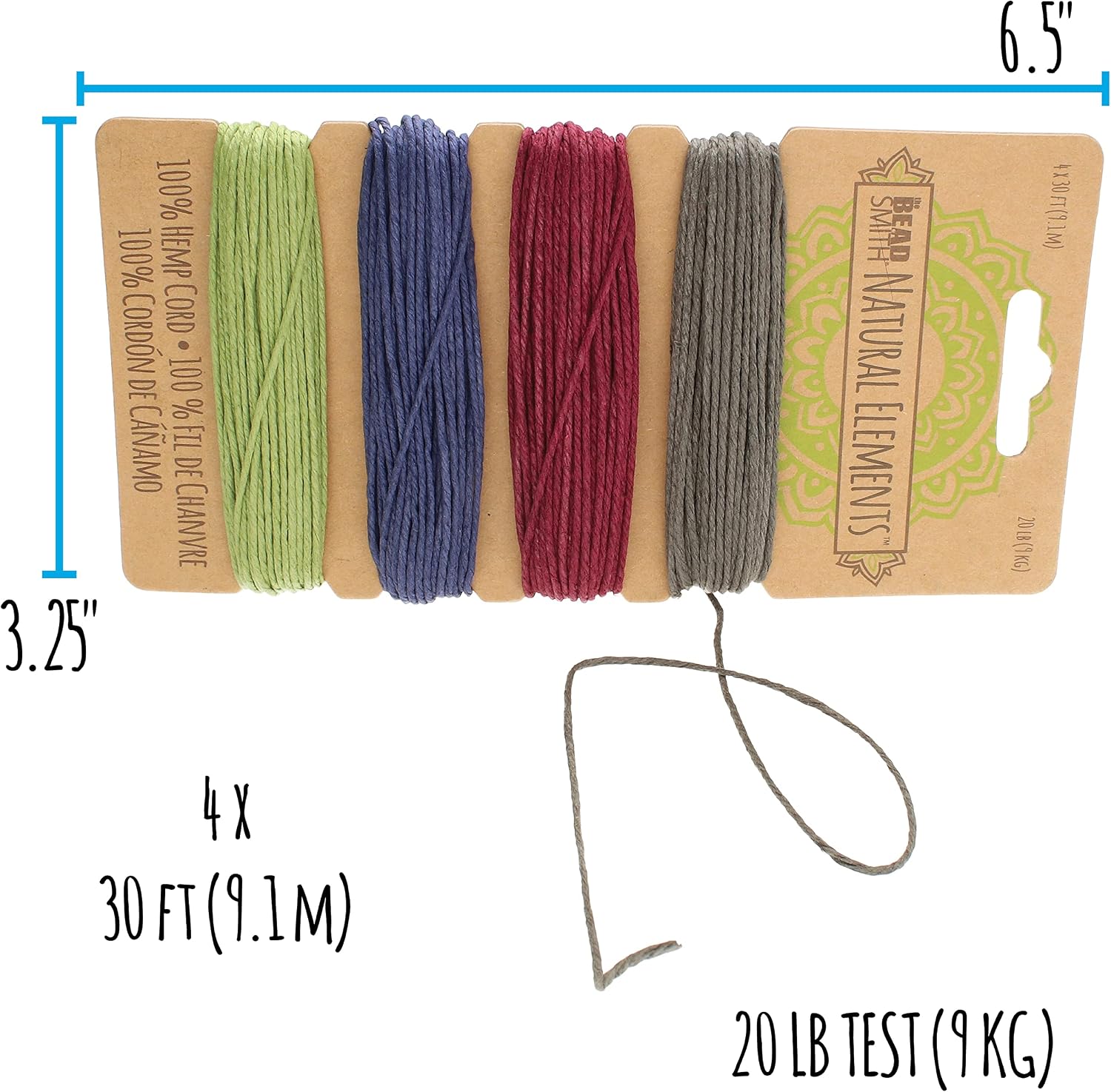 The Beadsmith Hemp Cord Bundle - Dark & Bronze Colors - 1mm, 30ft Spools -20LB - Twine for Jewelry Making, Macrame, Paper Crafts, Gardening, Scrapbooking, Home Decor, DIY String Art & More image 2