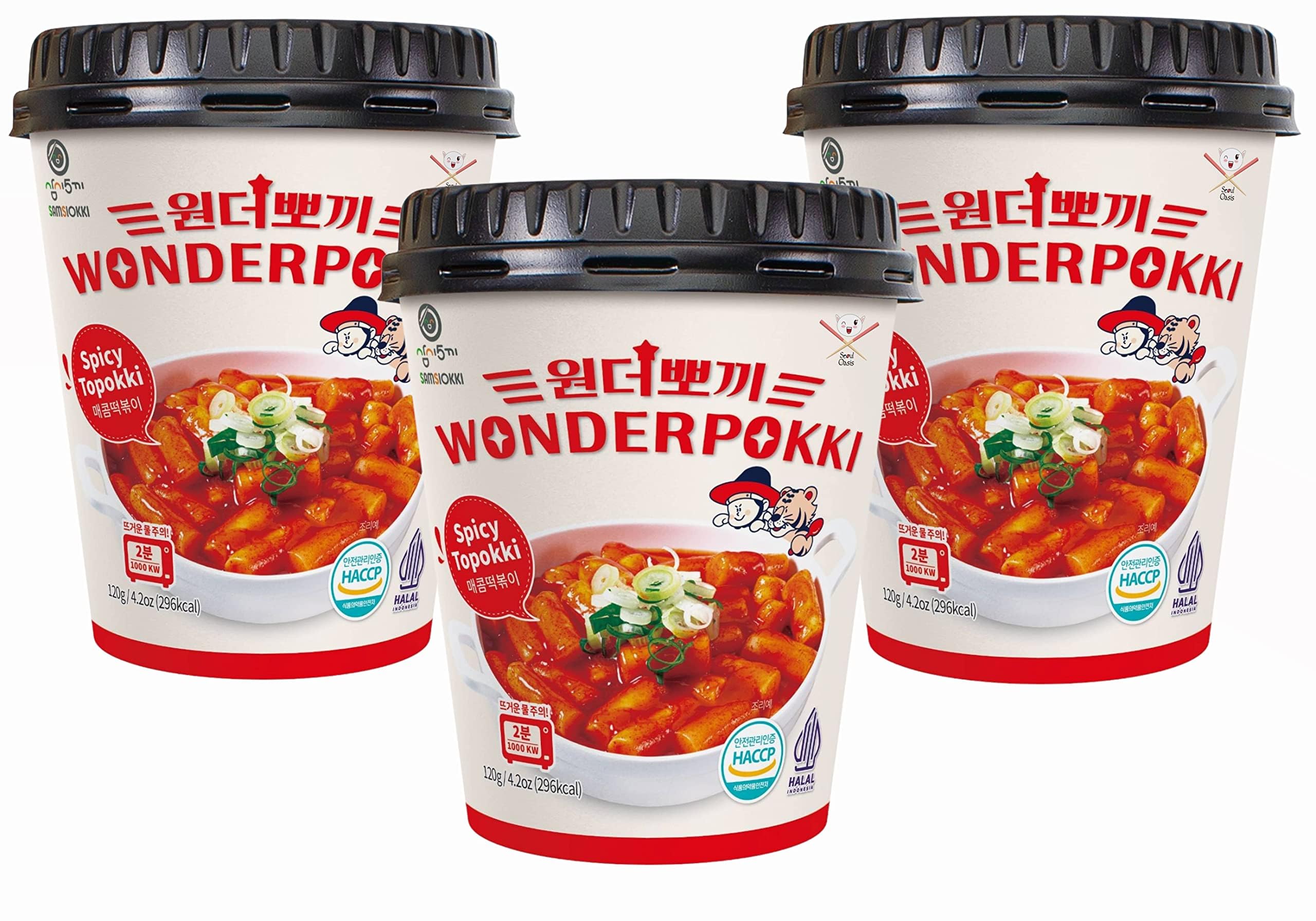 Seoul Oasis Wonderpokki Hot Spicy Delicious Premium Korean topokki rice cake, 3 cups